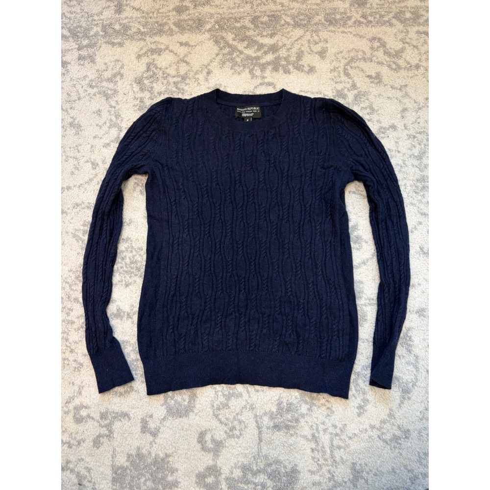 Banana Republic Filpucci‎ Wool Cashmere Navy Luxury Cable Knit Sweater Medium